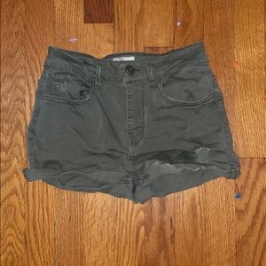 Army green jean shorts